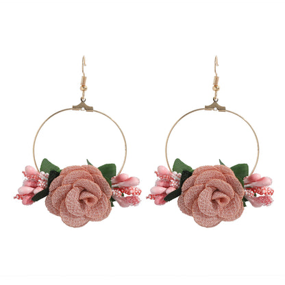 Ethnic Style Flower Cloth No Inlaid Earrings