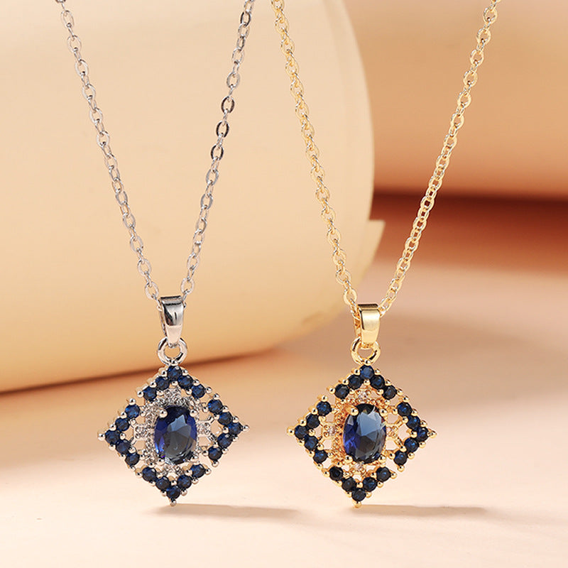 Copper Elegant Rhombus Inlay Zircon Jewelry Set