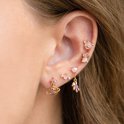 Fairy Stick Bear Ear Bone Screw Piercing Stars Ear Studs