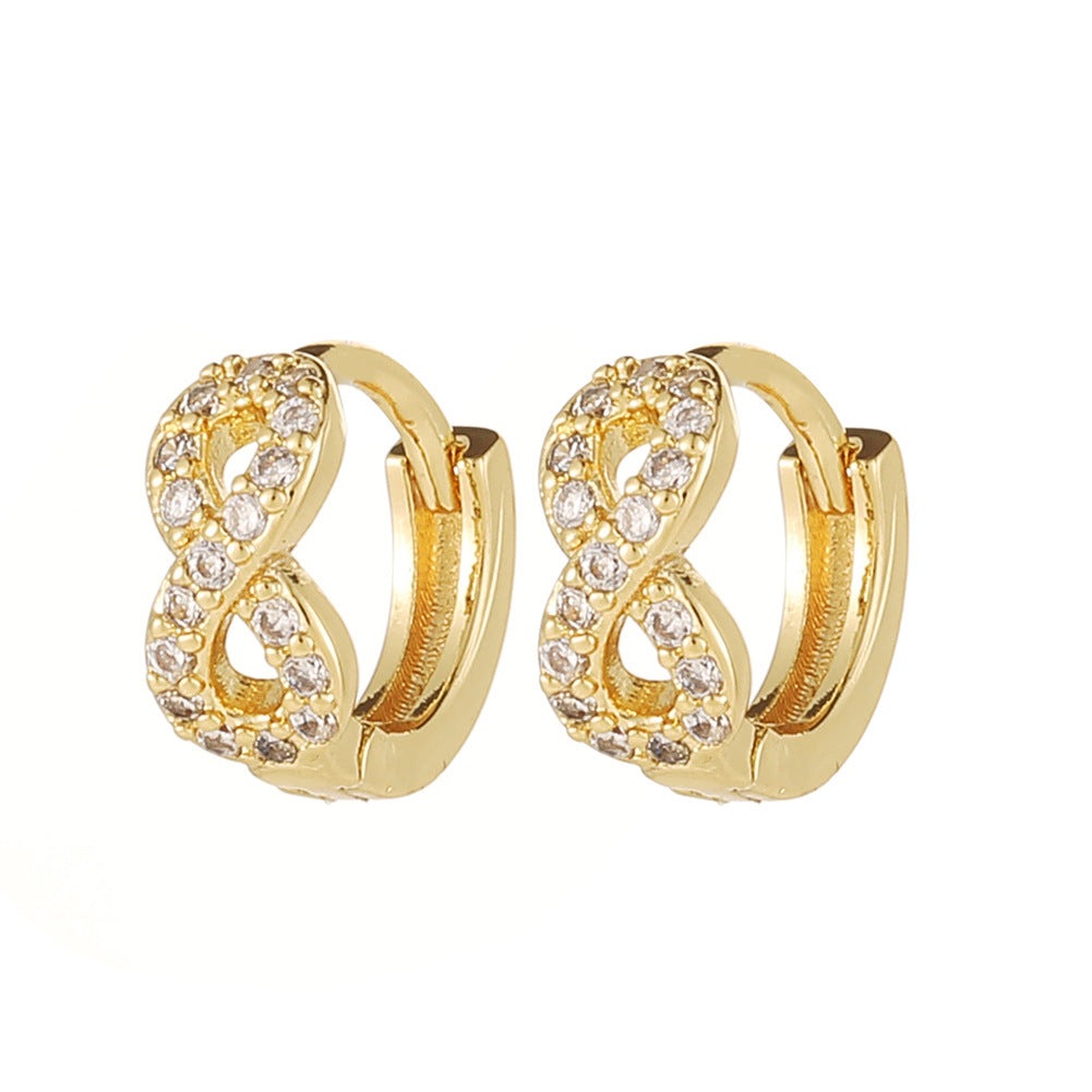 Fashion Water Droplets Copper Hoop Earrings Inlay Zircon Copper Earrings