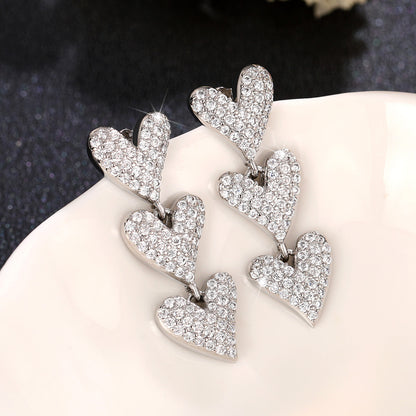 1 Pair Ig Style Shiny Heart Shape Inlay Copper Zircon Drop Earrings