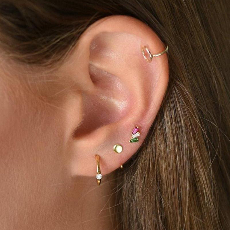 1 Piece Simple Style Geometric Plating Inlay Sterling Silver Zircon Ear Studs