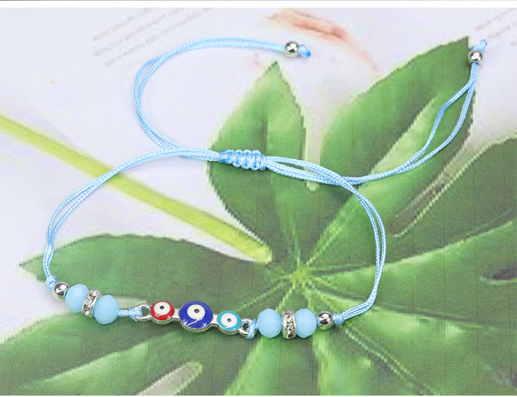 1 Piece Fashion Devil's Eye Alloy Rope Beaded Knitting Inlay Zircon Unisex Bracelets