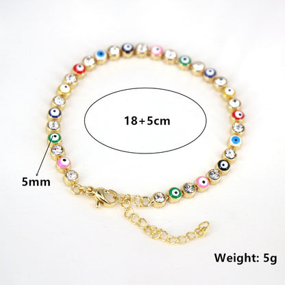 Fashion Micro-inlaid Zircon Oil Drip Eye Color Drip Oil Devil Eye Copper Bracelet