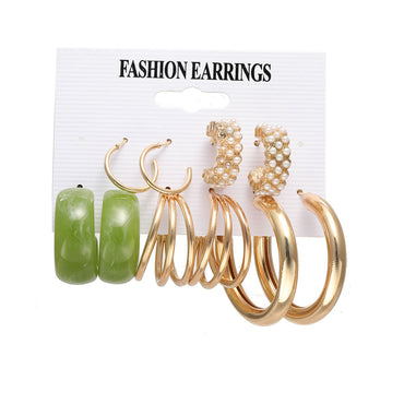 Earrings Set 5 Pairs Of Creative Simple Acrylic Earrings Pearl Earrings