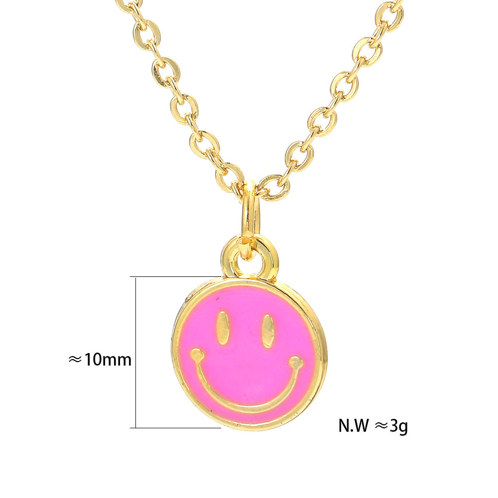 Wholesale Jewelry Smile Face Oil Drop Pendant Copper Necklace Gooddiy