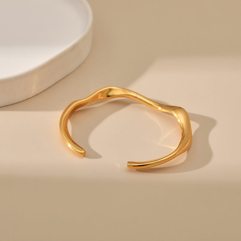 1 Piece Simple Style Solid Color Copper Plating Bangle