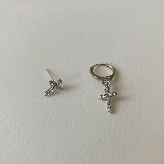 Fashion Diamond Asymmetric Cross Earrings