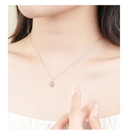 Simple Style Water Droplets Sterling Silver Inlay Zircon Pendant Necklace