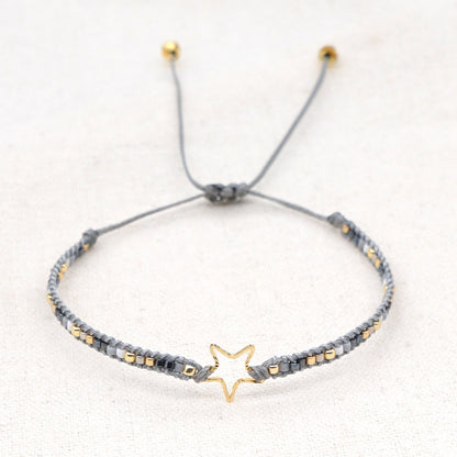 Wholesale Jewelry Ethnic Stainless Steel Hollow Star Rice Beads Bracelet Gooddiy