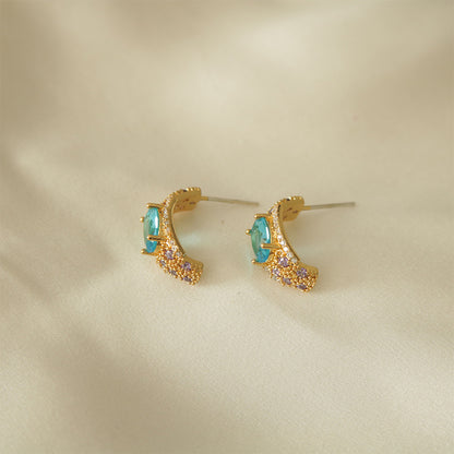 1 Pair Retro Geometric Plating Inlay Copper Zircon Earrings