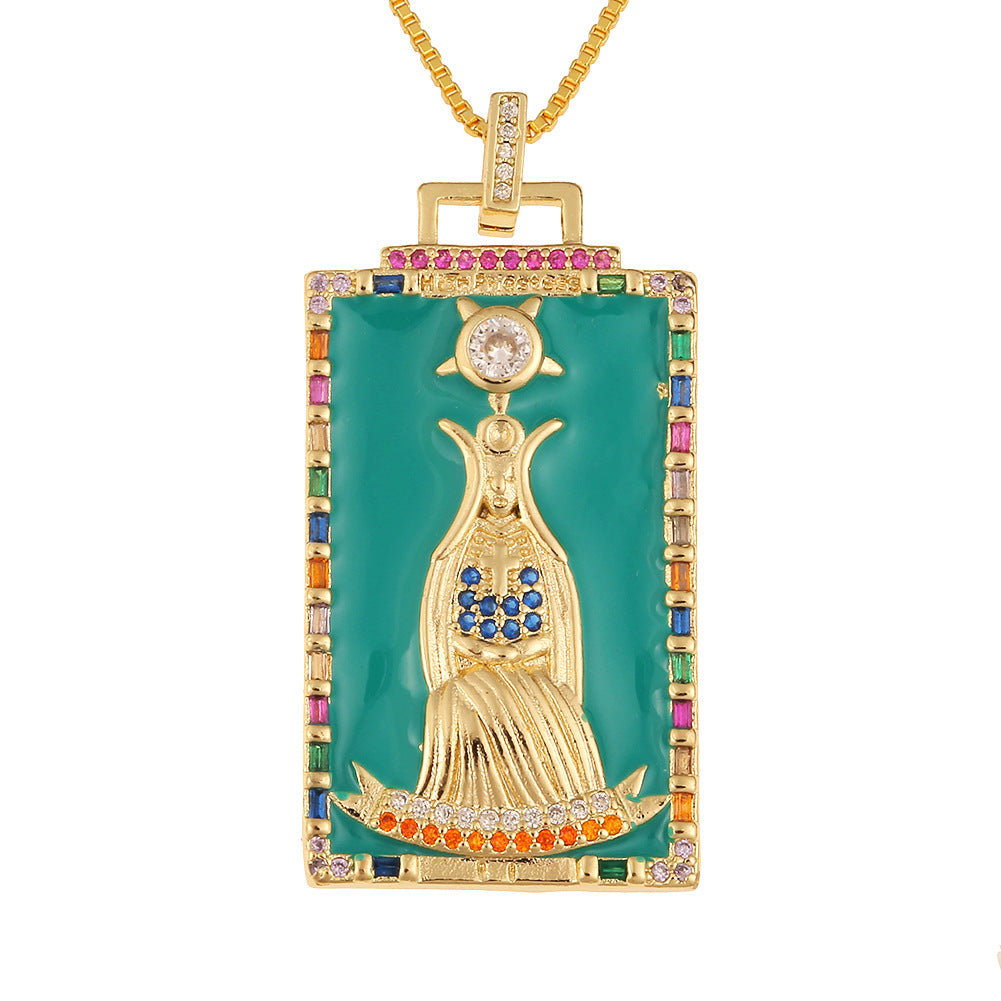 Fashion New Oil Drop Tarot Pendant Copper Zircon Necklace Wholesale Gooddiy