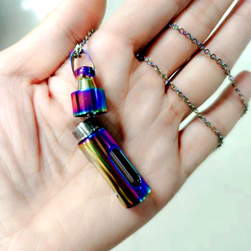 Retro Streetwear Perfume Bottle Stainless Steel Glass Plating Pendant Necklace