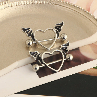 Retro Angel Heart Shape Stainless Steel Plating Belly Ring 1 Piece