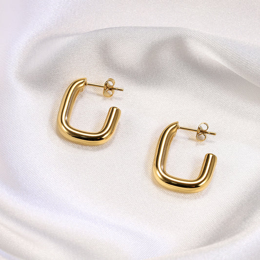 1 Pair Casual Simple Style U Shape Polishing Plating Titanium Steel 18k Gold Plated Ear Studs