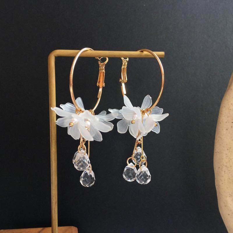 1 Pair Elegant Flower Copper Drop Earrings