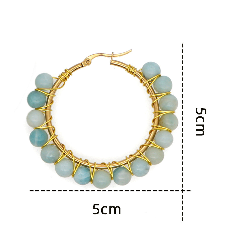 Simple Exaggerated Ethnic Gem Large Hoop Earrings