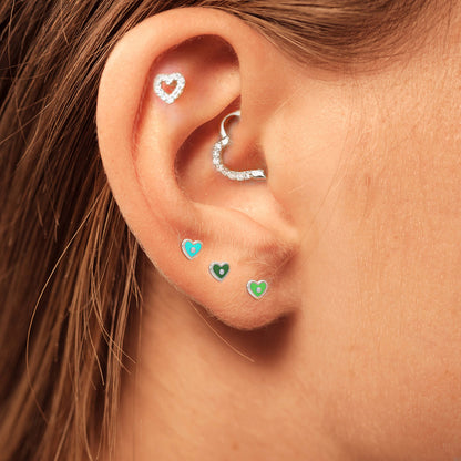 1 Piece Simple Style Heart Shape Plating Sterling Silver Ear Studs