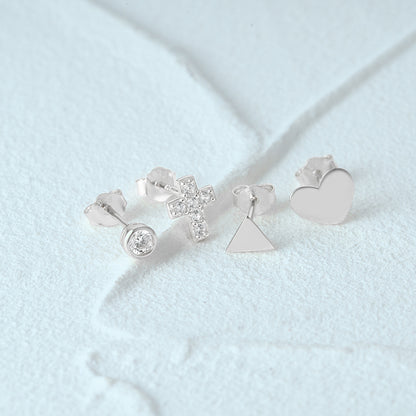 1 Set Simple Style Star Butterfly Plating Sterling Silver Ear Studs