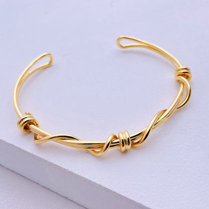 Simple Style Solid Color Copper Plating Gold Plated Bangle