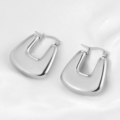 1 Pair Retro Solid Color Titanium Steel Earrings