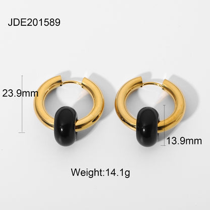 Circle Plating Stainless Steel No Inlaid Gold Plated Earrings