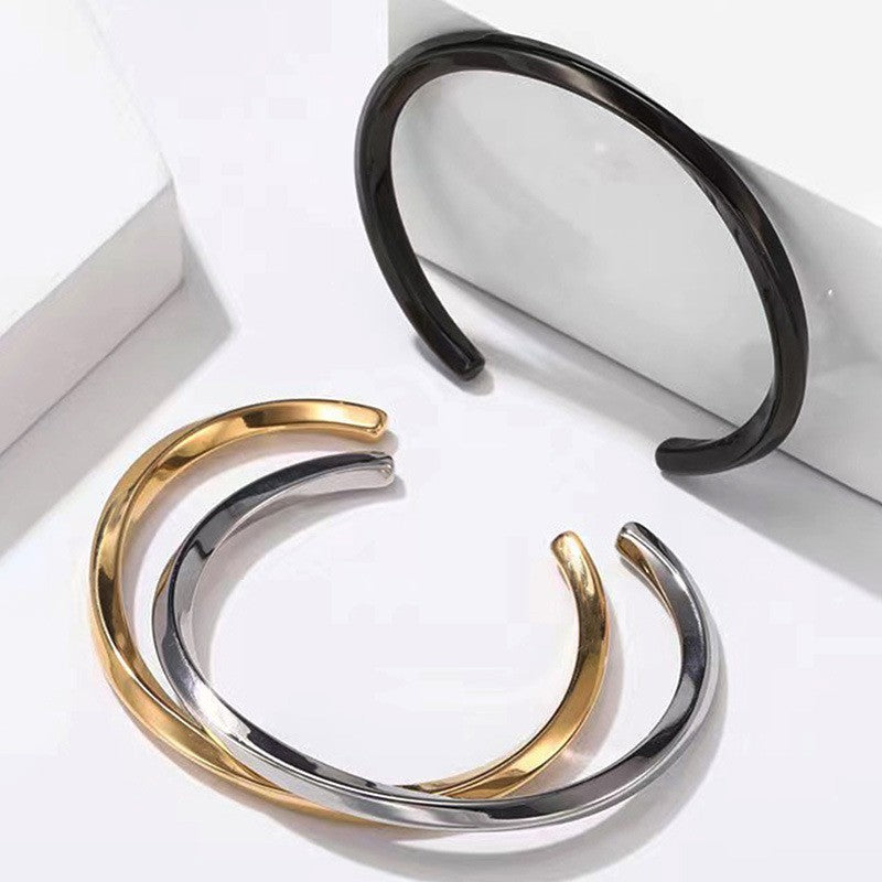 Stainless Steel Simple Style C Shape Plating Cuff Bracelets