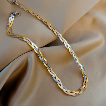 Wholesale Retro Geometric Solid Color Titanium Steel Plating Necklace
