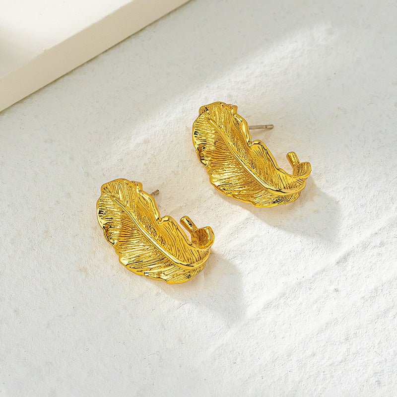 1 Pair Simple Style Leaves Copper Ear Studs
