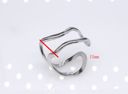 Fashion Geometric Titanium Steel Plating Open Ring 1 Piece