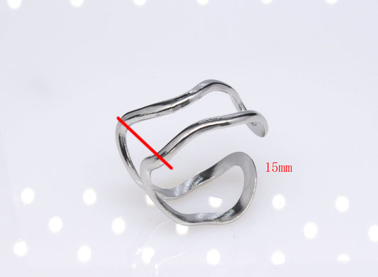 Fashion Geometric Titanium Steel Plating Open Ring 1 Piece