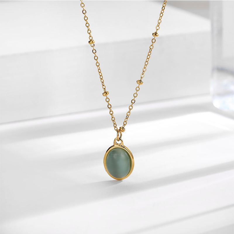 Simple Style Geometric Titanium Steel Plating Opal 18k Gold Plated Necklace