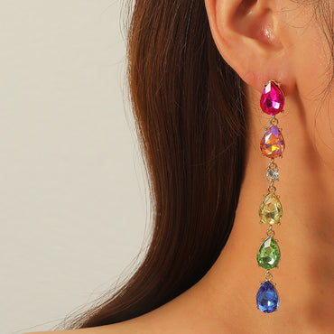 1 Pair Luxurious Lady Geometric Plating Inlay Alloy Zircon Drop Earrings