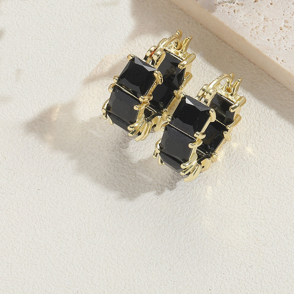 Cross-border hot-selling square zircon, atmospheric simple earrings, small and exquisite, delicate cold style design earrings jewelry