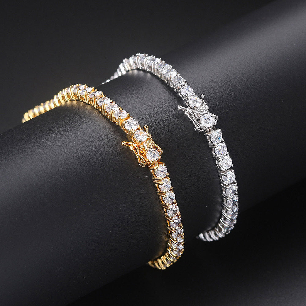 Fashion Round Copper Inlay Zircon Unisex Bracelets Necklace 1 Piece