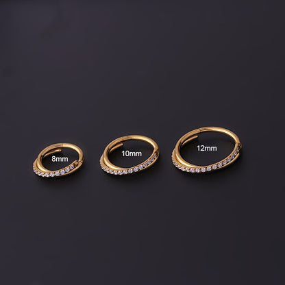 1.2mm Coil Fashion Stainless Steel Zircon Cross Seamless Closed Ring Nose Ring