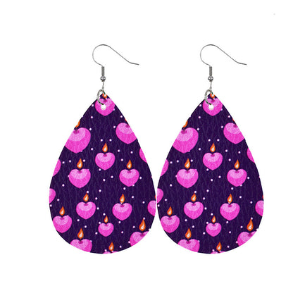 1 Pair Elegant Classic Style Water Droplets Heart Shape Pu Leather Drop Earrings