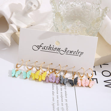 1 Set Lady Streetwear Butterfly Enamel Plating Alloy Drop Earrings