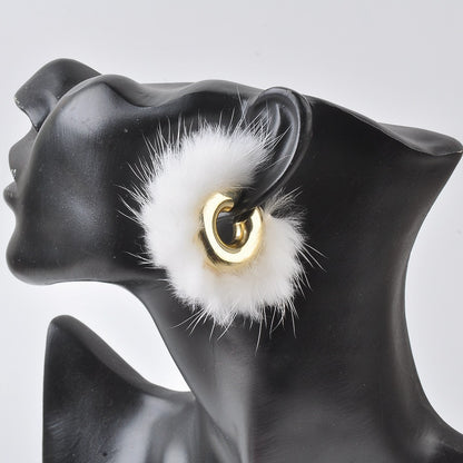 1 Pair Lady Solid Color Plating Ccb Mink Hair Earrings