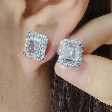 Fashion Geometric Copper Zircon Earrings 1 Pair