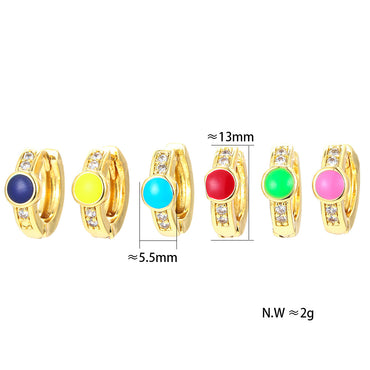 Wholesale Jewelry Geometric Micro-inlaid Round Copper Earrings Gooddiy