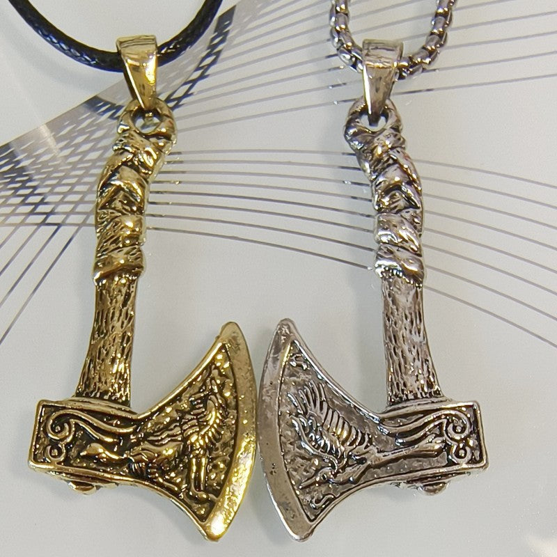 Simple Style Cool Style Axe Alloy Leather Rope Metal Irregular Plating Men's Pendant Necklace