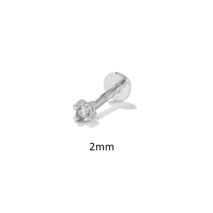 Fashion Solid Color Sterling Silver Plating Inlay Zircon Ear Studs 1 Piece