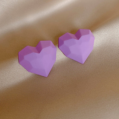 Simple Candy Color Heart-shaped Stud Earrings