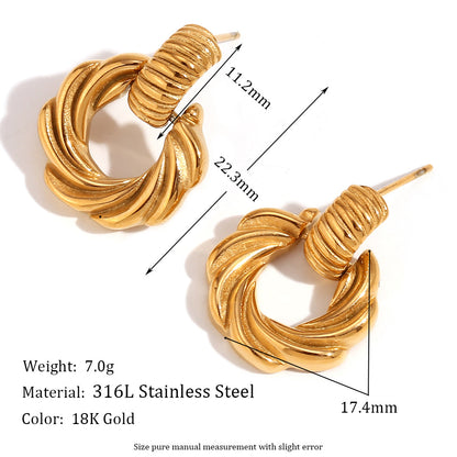 1 Pair Lady Round Plating Stainless Steel Drop Earrings