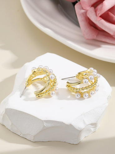 Baroque Style Irregular Imitation Pearl Alloy Women's Earrings 1 Pair