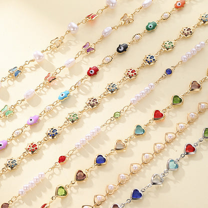 Wholesale Jewelry Casual Simple Style Star Heart Shape Bow Knot Alloy Rhinestones Pearl Plating Inlay Bracelets