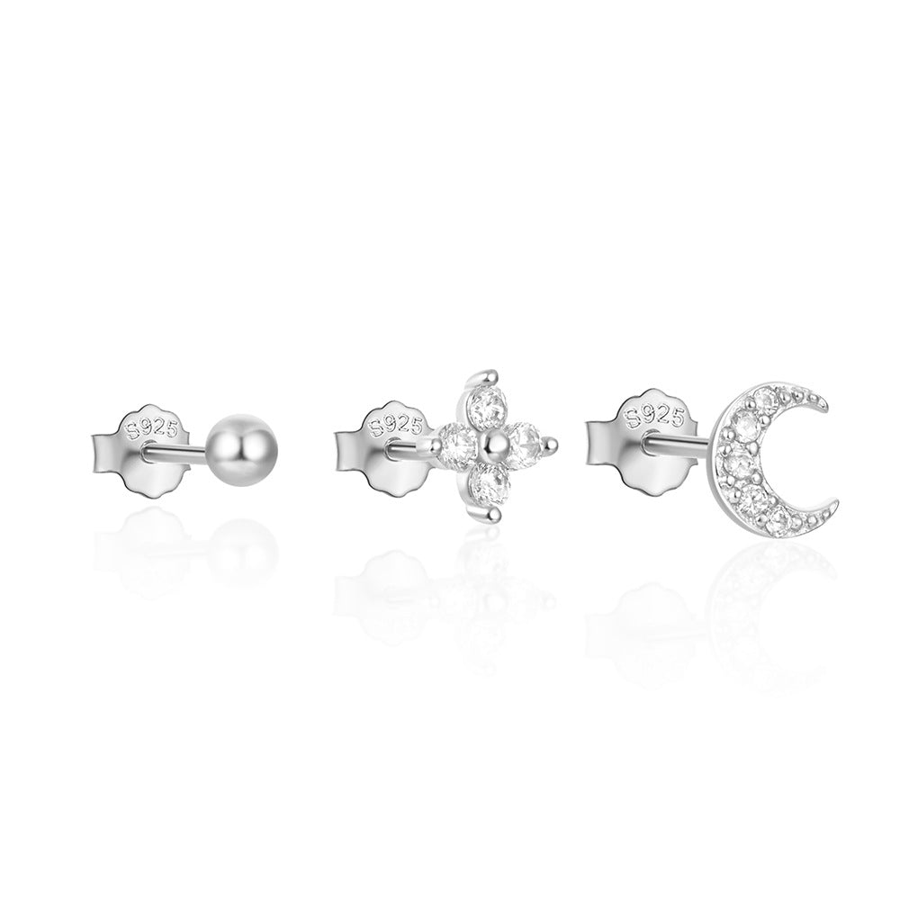 1 Set Simple Style Star Butterfly Plating Sterling Silver Ear Studs