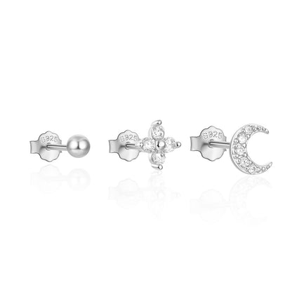 1 Set Simple Style Star Butterfly Plating Sterling Silver Ear Studs