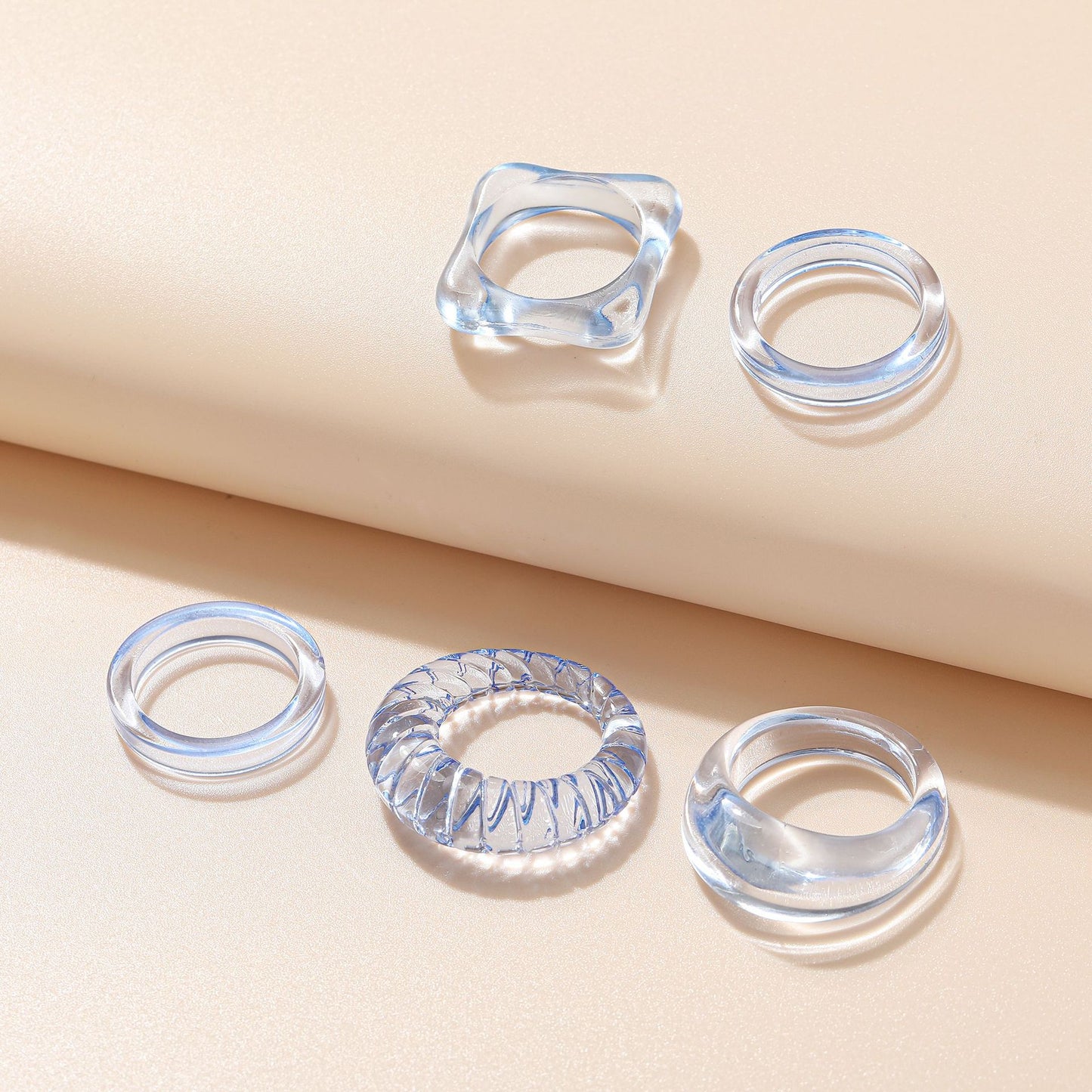 5 Piece Set Simple Style Geometric Transparent Resin Women's Rings